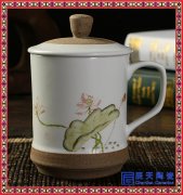 青花玲珑茶杯办公杯骨瓷器水杯带盖500ML茶水分离喝水杯
