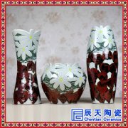 陶瓷三件套花瓶现代简约客厅摆件家居饰品时尚地中海花瓶摆饰三件