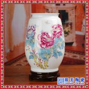 花中仙粉彩陶瓷小花瓶定制 粉彩重工山水瓷瓶礼品